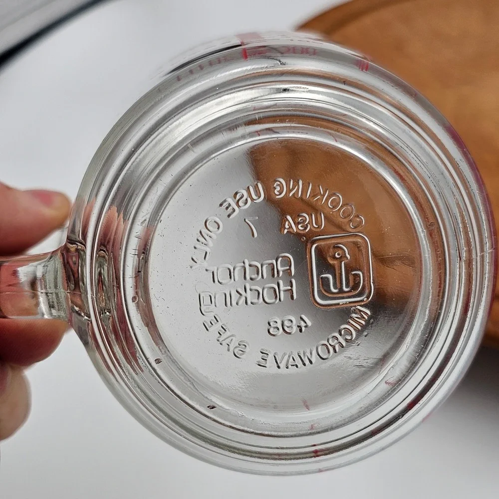 Anchor Hocking Oven Basics 2 Cup Glass Measuring Cup 16oz Red Lettering USA #498